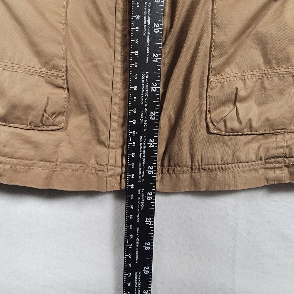 Aeropostale Toggle Hooded Jacket Women Small Tan Solid Cotton Ikat Lined Coat - Picture 8 of 13